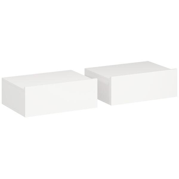 Conjunto de 2 Mesas de Cabeceira de Parede Mesas de Cabeceira Flutuantes com 1 Gaveta para Quarto 40x30x15 cm Branco