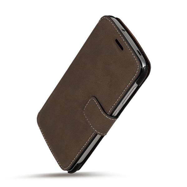 CAPA PARA DOOGEE DG - Y100 PRO - FLIP CASE COLAR LEATHER - CASTANHA