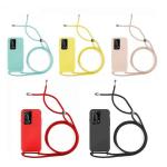 Capa Com Corda Silicone Square Para iPhone 15 Pro Max - Vermelho