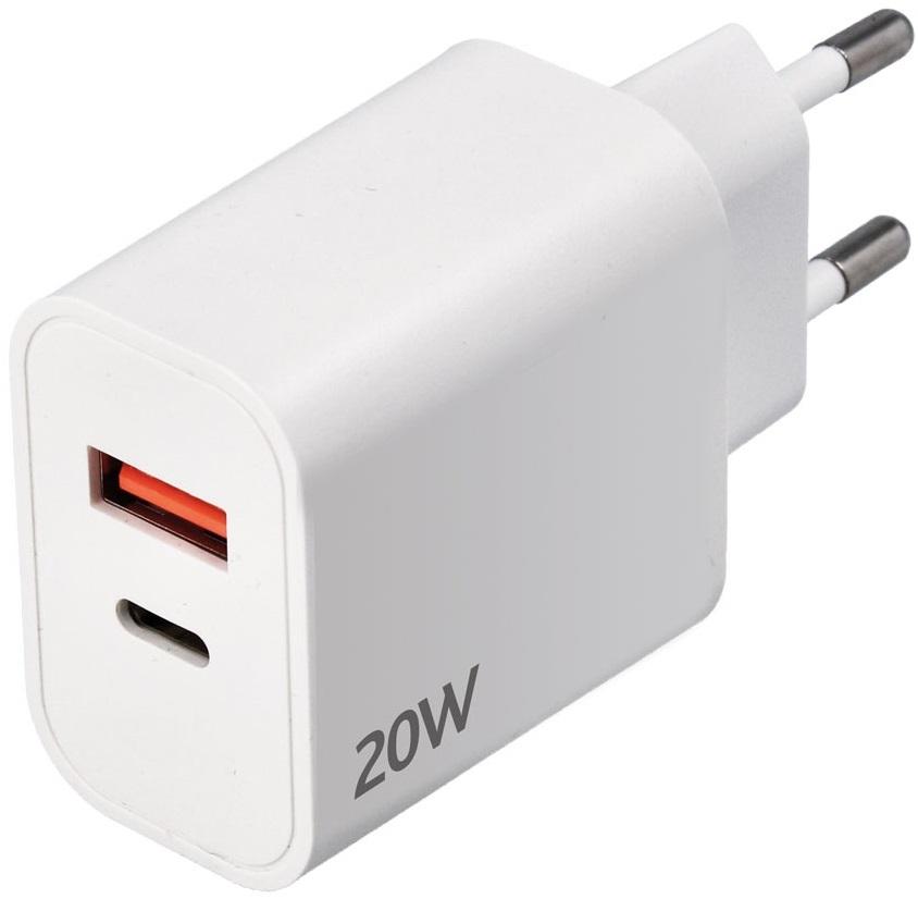 Carregador USB Duplo (1x USB - C + 1x USB - A) Carregamento Rápido 20W - NIMO