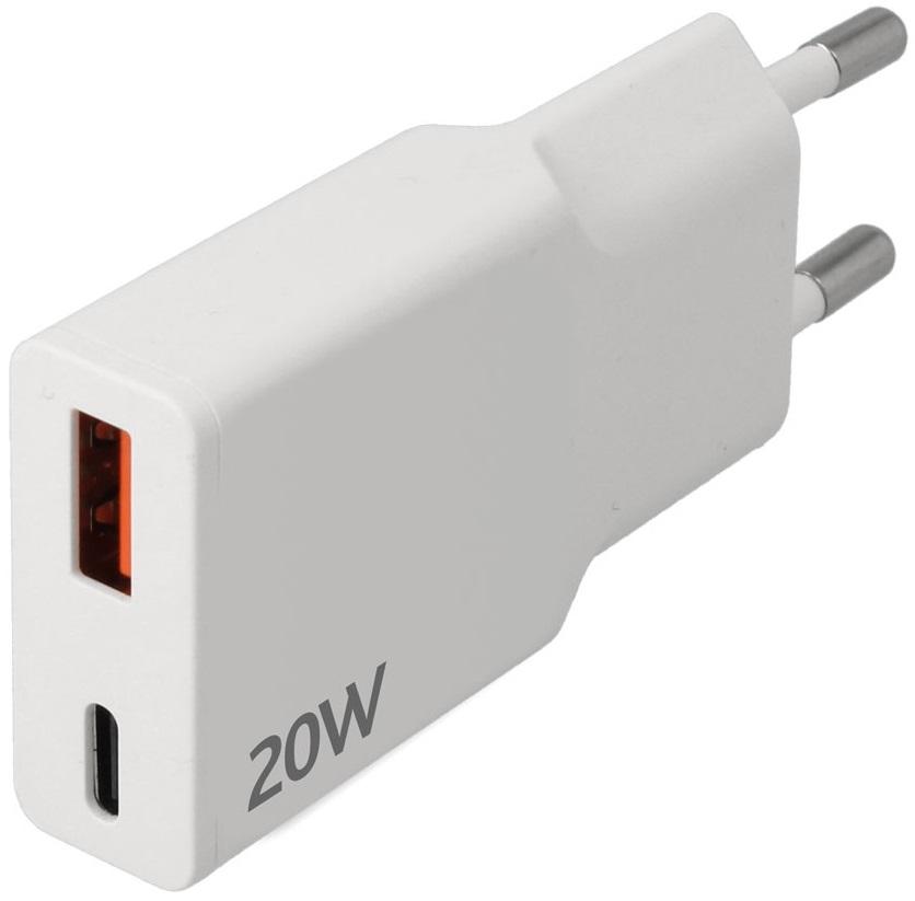 Carregador USB Duplo (1x USB - C PD/QC + 1x USB - A QC) Carregamento Rápido 20W - NIMO