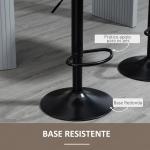 Conjunto de Bancos de Bar Estofados em PU Bancos Altos de Sala de Jantar com Altura Ajustável Assento Giratório e Apoio para os Pés Carga Máxima 120kg 46,5x51x86 - 106cm Marrom