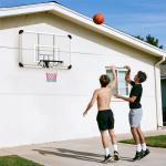 Tabela de Basquetebol de Parede com Aro, Rede e Estrutura em Aço para Exterior, 113x61x73 cm, Branco e Preto