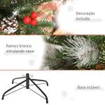 Árvore de Natal Artificial 120cm com 239 Ramas 27 Pinhas e 27 Frutinhas Folhas de PVC PE Base Dobrável e Suporte Metálico Decoração de Natal para Interiores Verde