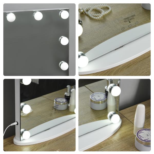 Espelho de maquiagem de Luzes LED Ajustável controle Tátil 41,5x13,5x51 Branco