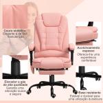 Cadeira de Massagem com 7 Pontos de Massagem Reclinável com Apoio para os Pés e Controlo Remoto 67x67x111 - 121 cm Rosa