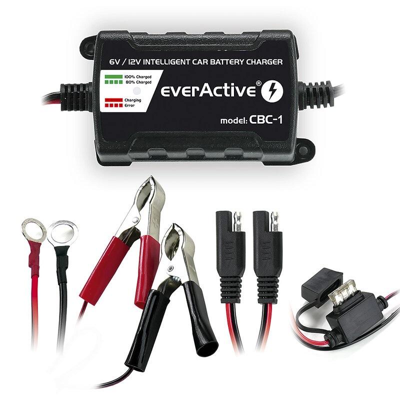 Carregador de Baterias AGM/Ácido/Gel Automático 6/12V 1000mAh - everActive