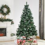 Árvore de Natal Artificial Ø90x180cm com 1111 Ramos de PVC e 59 Pinhas Base Dobrável e Suporte de Aço Decoração de Natal para Interiores Verde