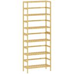 Estante de Bambu de 6 Níveis Prateleiras Ajustáveis para Espaços Pequenos Casa de Banho Cozinha 60x26x161 cm Madeira