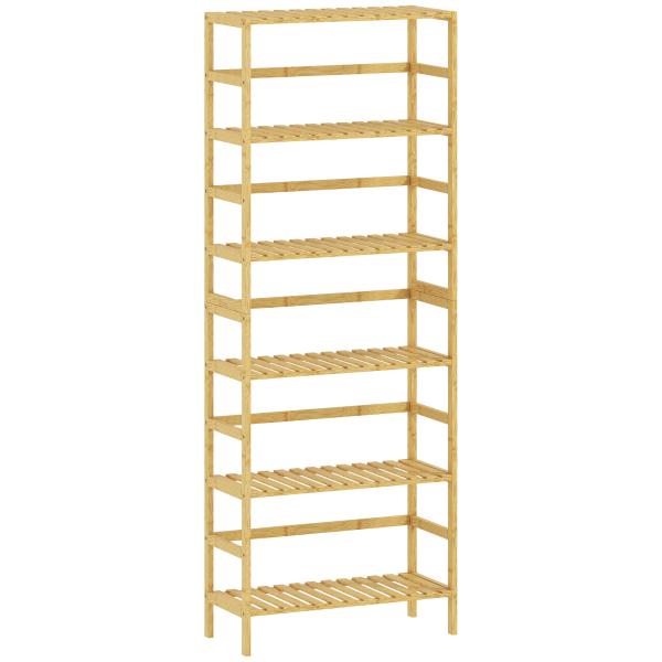 Estante de Bambu de 6 Níveis Prateleiras Ajustáveis para Espaços Pequenos Casa de Banho Cozinha 60x26x161 cm Madeira