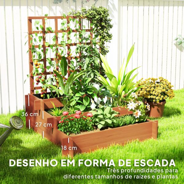 Floreira de 3 Níveis com Treliça Hortal Vertical com Tecido não Tecido para Cultivos de Verduras Flores 95x95x110 cm Castanho