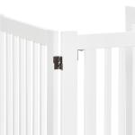 Barreira para Cães de Madeira Barreira para Animais de Estimação Dobrável de 3 Painéis com 1 Porta e Pés de Apoio 155x35,5x76 cm Branco