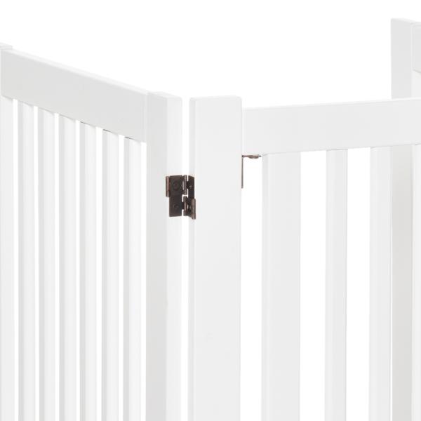 Barreira para Cães de Madeira Barreira para Animais de Estimação Dobrável de 3 Painéis com 1 Porta e Pés de Apoio 155x35,5x76 cm Branco