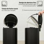 Caixote do Lixo de Cozinha 30L com Pedal, Tampa de Fecho Suave e Balde Interior Removível, Preto