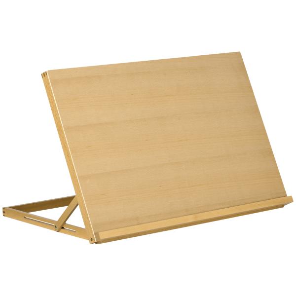 Cavalete de Mesa Dobrável em Madeira com Ângulo Ajustável 75,8x51 cm Formato A2 para Pintura e Esboços, Madeira Natural