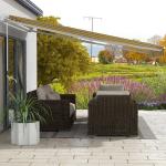 Toldo Manual Retrátil 350x250 cm com Manivela de Metal Impermeável e Anti - UV para Jardim Terraço Janelas Cinza e Amarelo