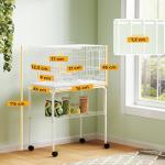 Gaiola para Pássaros com Divisória Rodas Gaiola para Aves com Comedouros Poleiros e Bandeja Removível 76x46x116 cm Branco