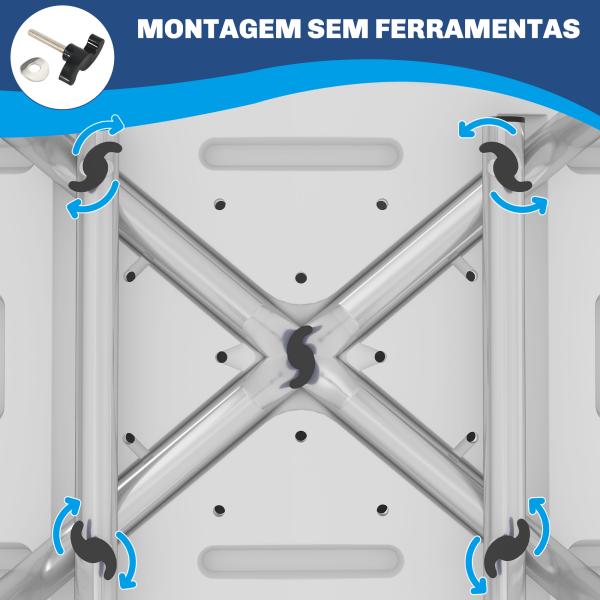 Cadeira de Duche para Idosos com Encosto e Altura Ajustável em 6 Níveis, Carga Máxima de 136 kg Azul Claro e Branco