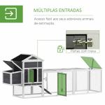Galinheiro de Madeira 297,5x68x118cm para 3 - 6 Galinhas com Teto Asfáltico Porta com Trava e Caixa Ninho Branco e Cinza
