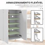 Sapateira com Espelho Móvel Sapateira para 18 Pares de Sapatos com Prateleiras Ajustáveis 60x32x95 cm Branco