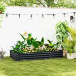 Caixa de Plantio de Aço Galvanizado para Cultivar Plantas Flores Floreira Grande de Exterior Retangular com Fundo Aberto 180x90x30 cm Cinzento Escuro