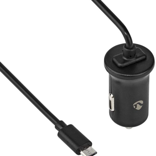 Carregador Isqueiro Micro USB 12W (Preto) - NEDIS