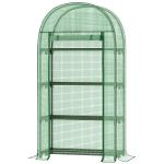 Estufa de Jardim com 4 Prateleiras Metálicas Porta Enrolável e Cobertura de PE Estufa de Varanda para Cultivo de Plantas Flores 80x49x160cm Verde