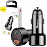Carregador Isqueiro Duplo USB/USB - C QC 4.0 PD 45W (Preto) - BASEUS