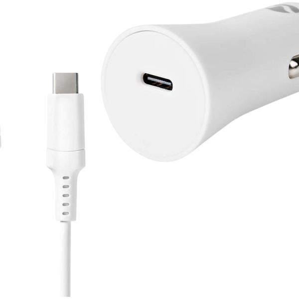 Carregador Isqueiro USB - C 20W c/ Cabo USB - C - Lightning de 8 pinos (Branco) - NEDIS