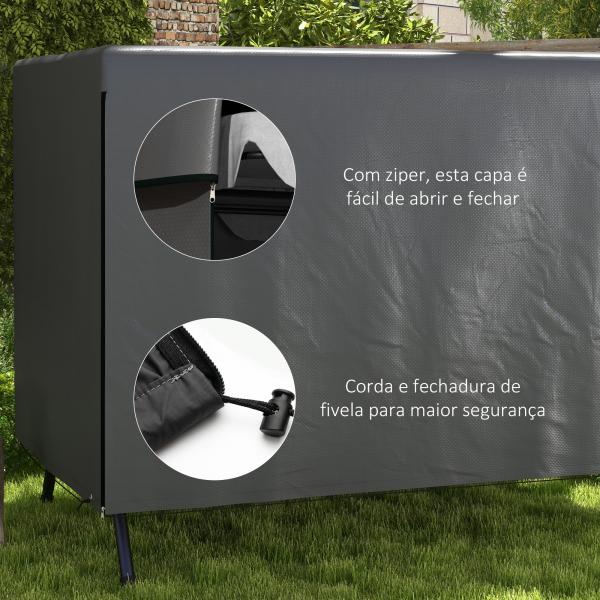 Capa Protetora para Baloiço de Jardim de 3 Lugares 215x155x150 cm Impermeável com Fecho de Correr Cinza Escuro