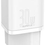 Carregador Super Si 1C USB - C 30W Fast Charge (Branco) - BASEUS