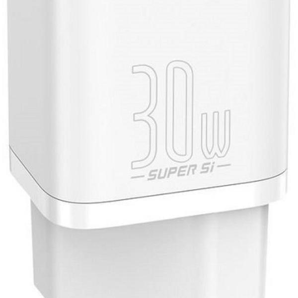 Carregador Super Si 1C USB - C 30W Fast Charge (Branco) - BASEUS