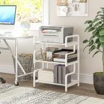 Suporte para Impressora de 3 Níveis com Estrutura em Aço e Estante de Arrumação para Escritório e Casa 55x40x77 cm Branco