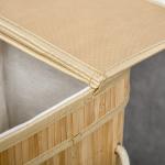 Cesto de Roupa Suja 90L em Bambu com 2 Compartimentos Alças e Bolsa Interna Removível 54,2x35,2x59,5 cm Madeira