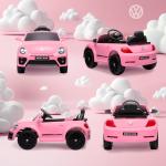 Carro Elétrico para Crianças Carro Elétrico Infantil Volkswagen Beetle com Bateria 12V Faróis Buzina e Música 97x56,5x46 cm Rosa