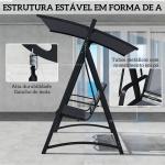 Baloiço de Jardim de 3 Lugares com Teto Ajustável UPF50+ Assento Transpirável e Estrutura em Metal 188x130x183 cm Cinza