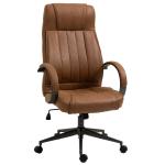 Cadeira de Escritório Ergonômica Giratória com Altura Ajustável Apoio para a Cabeça Apoio para o Braço e Encosto Acolchoado 61,5x52,5x118 - 126 cm Castanho