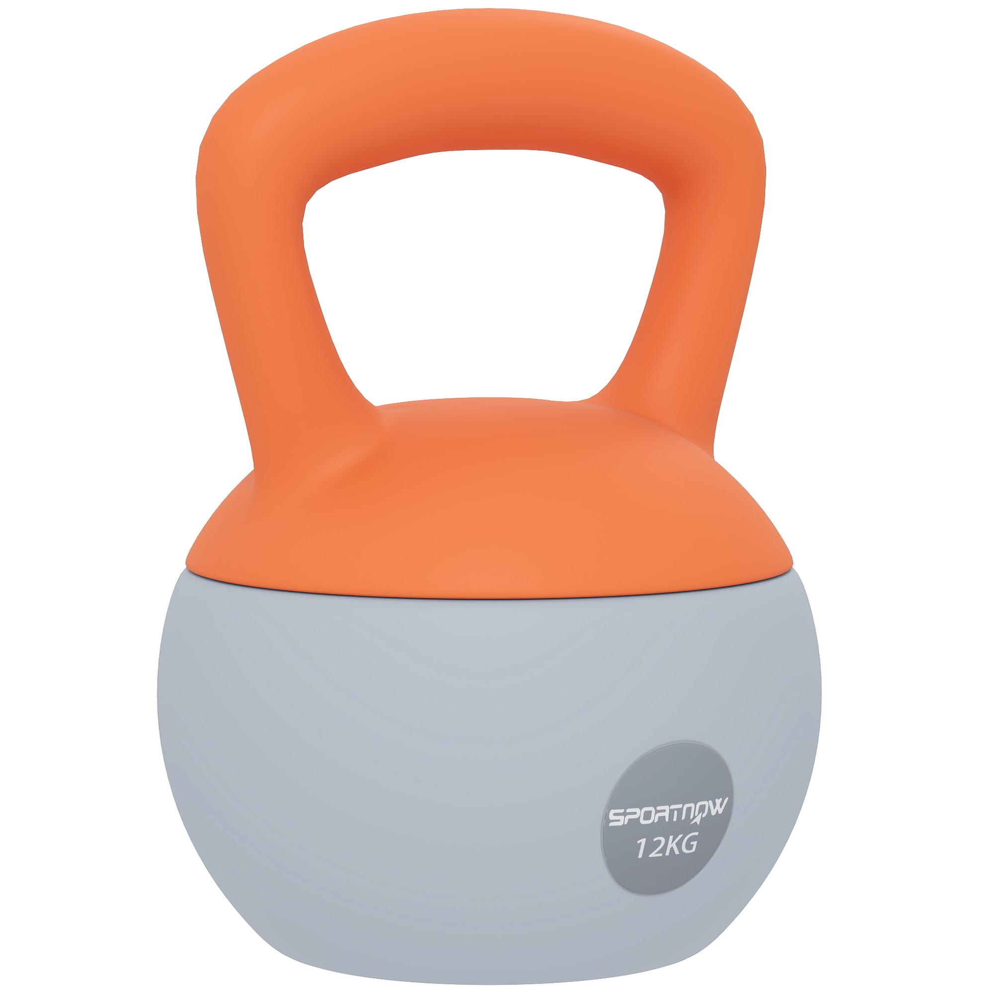 Kettlebell de kg Pesa Russa Preenchida de Areia Metálica e Alça Antiderrapante para Treino em Casa Ginásio Ø21x30 cm Laranja