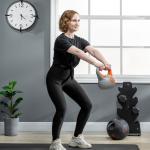 Kettlebell 8kg Peso Russo com Revestimento de PU e Enchimento de Areia para Treinamento 20x14x24cm Laranja e Cinza