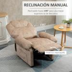 Poltrona Relax Reclinável com Apoio para os Pés Retrátil Encosto Alto Bolso Lateral Acolchoado Grosso 88x91x108 cm Bege