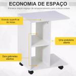 Mesa Auxiliar Moderna Mesa Auxiliar em Forma de C com Rodas e Prateleiras Abertas 45x35x58 cm Branca