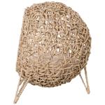 Cama para Gatos em Vime Sintético com Base de Tripé Almofada com Pelúcia e Algodão Suave Desenho Elevado Ø52x58 cm Madeira