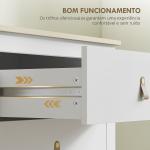 Cómoda de 6 Gavetas Cómoda para Dormitório com Puxadores de PU 120x40x78 cm Branco