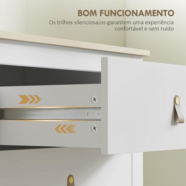 Cómoda de 6 Gavetas Cómoda para Dormitório com Puxadores de PU 120x40x78 cm Branco