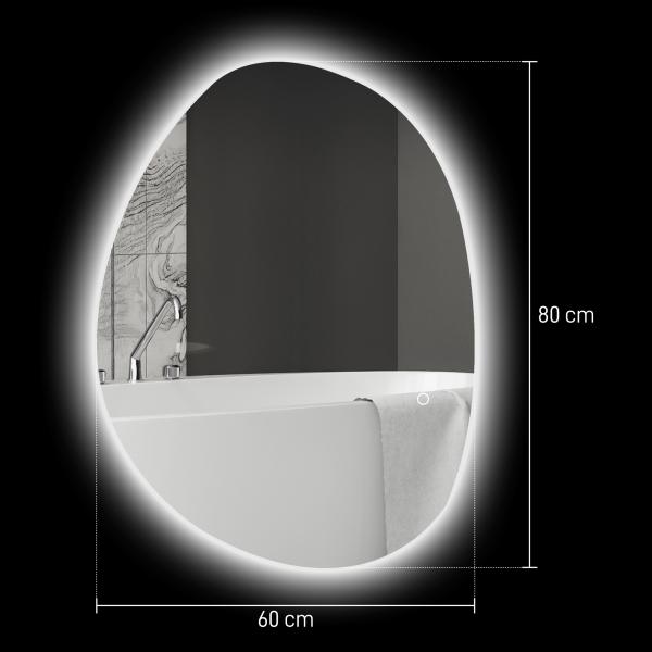 Espelho de Casa de Banho LED 3 Cores de Luz Brilho Regulável Função Anti Embaciamento Função Memória IP44 80x60 cm Prata