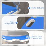 Banco de Duche para Idosos Antiderrapante com Barra de Apoio Altura Regulável e Assento em Forma de U 48,5x33x39 - 51,5 cm Azul