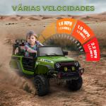 Carro Elétrico para Crianças com Bateria de 12V Controlo Remoto Faróis LED Buzina e Música 100x63x65 cm Verde