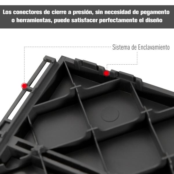 Conjunto de 9 Estrados 30x30 cm com Área de 0,81 m² para Exterior e Interior Estrados com Sistema Clique com Superfície Antiderrapante para Balcão Terraço Jardim Preto