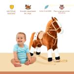 Cavalo Baloiço de Pelúcia para Crianças entre 3 - 6 Anos com Sons de Relincho 74x28x65 cm Marrom
