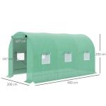 Estufa Tipo Túnel 400x200x200cm Estufa de Túnel com Portas Enroláveis e 6 Janelas Cobertura de PE 140 g/m² Estrutura de Metal para Cultivo de Plantas Verduras Verde